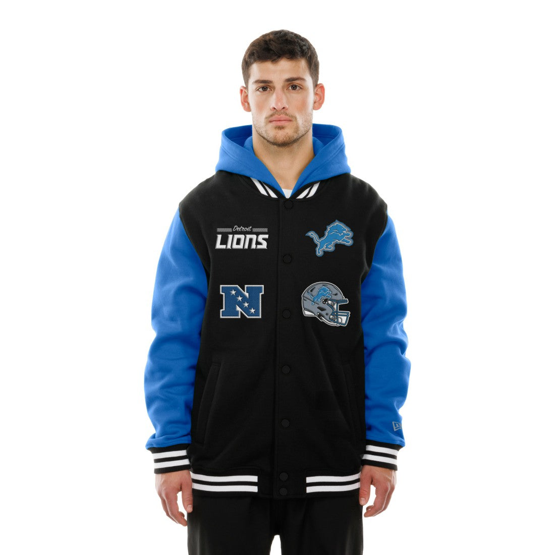 Detroit Lions New Era Full-Snap Fleece Hoodie Jacket Black - NFL
