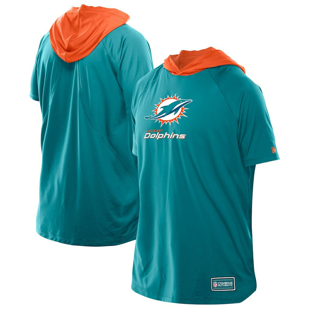 Miami Dolphins New Era Combine Authentic Hooded Raglan Short-Sleeve T-Shirt Aqua - NFL