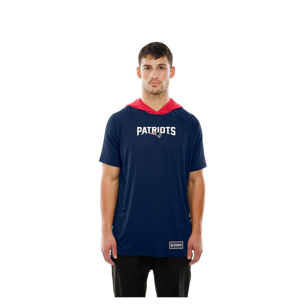 New England Patriots New Era Combine Authentic Hooded Raglan Short-Sleeve T-Shirt Navy - NFL