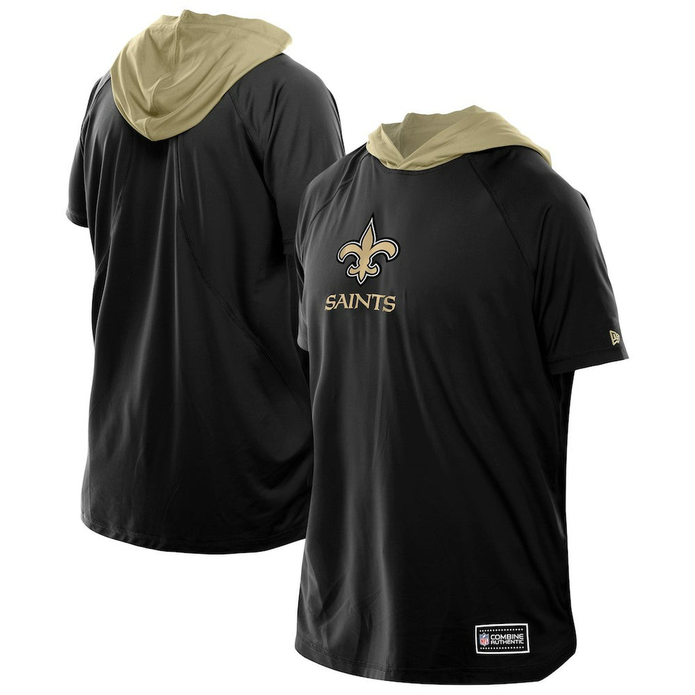 New Orleans Saints New Era Combine Authentic Hooded Raglan Short-Sleeve T-Shirt Black - NFL