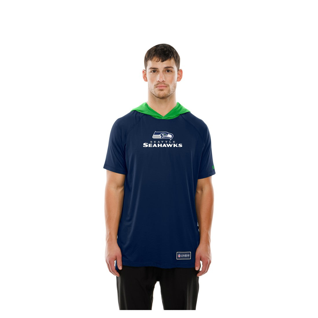 Seattle Seahawks New Era Combine Authentic Hooded Raglan Short-Sleeve T-Shirt College Navy - NFL