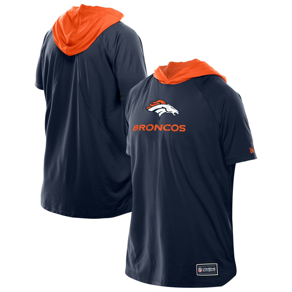 Denver Broncos New Era Combine Authentic Hooded Raglan Short-Sleeve T-Shirt Navy - NFL
