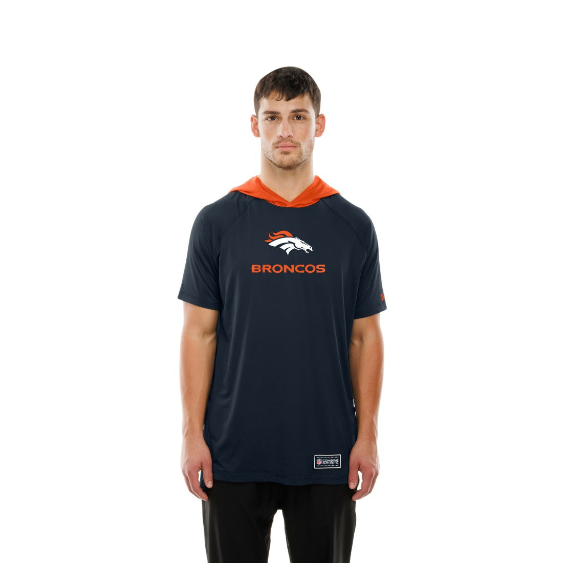 Denver Broncos New Era Combine Authentic Hooded Raglan Short-Sleeve T-Shirt Navy - NFL