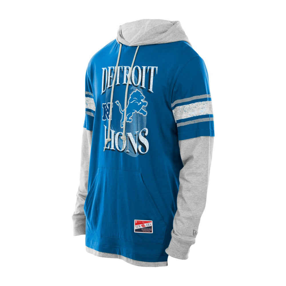 Detroit Lions New Era Twofer Layered Long Sleeve Hoodie T-Shirt Blue - NFL