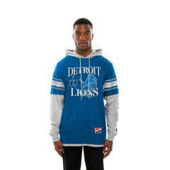 Detroit Lions New Era Twofer Layered Long Sleeve Hoodie T-Shirt Blue - NFL