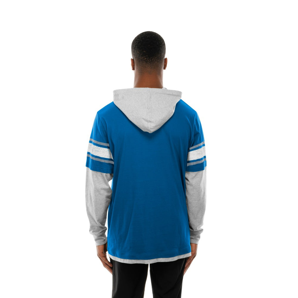 Detroit Lions New Era Twofer Layered Long Sleeve Hoodie T-Shirt Blue - NFL