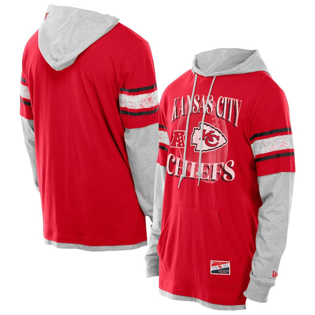Kansas City Chiefs New Era Twofer Layered Long Sleeve Hoodie T-Shirt Red - NFL