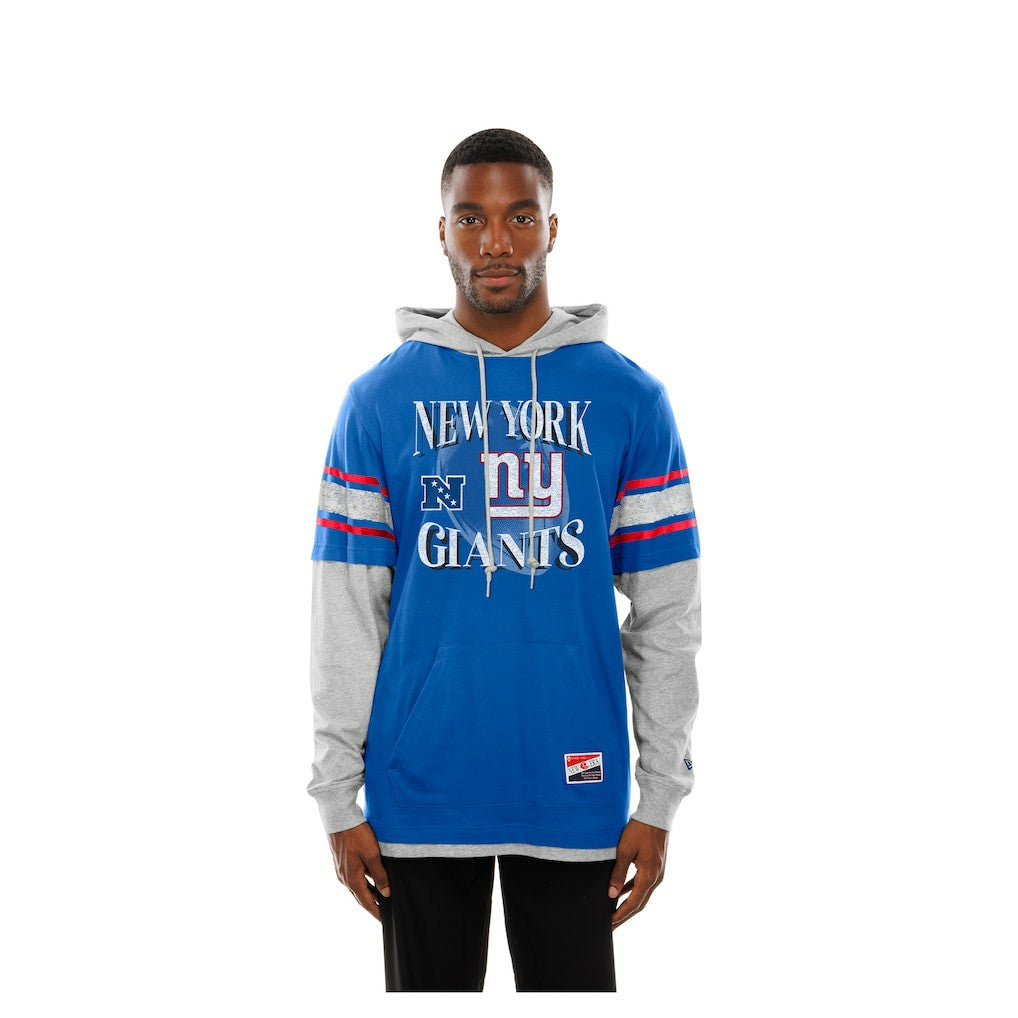 New York Giants New Era Twofer Layered Long Sleeve Hoodie T-Shirt Royal - NFL