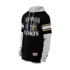 New Orleans Saints New Era Twofer Layered Long Sleeve Hoodie T-Shirt Black - NFL