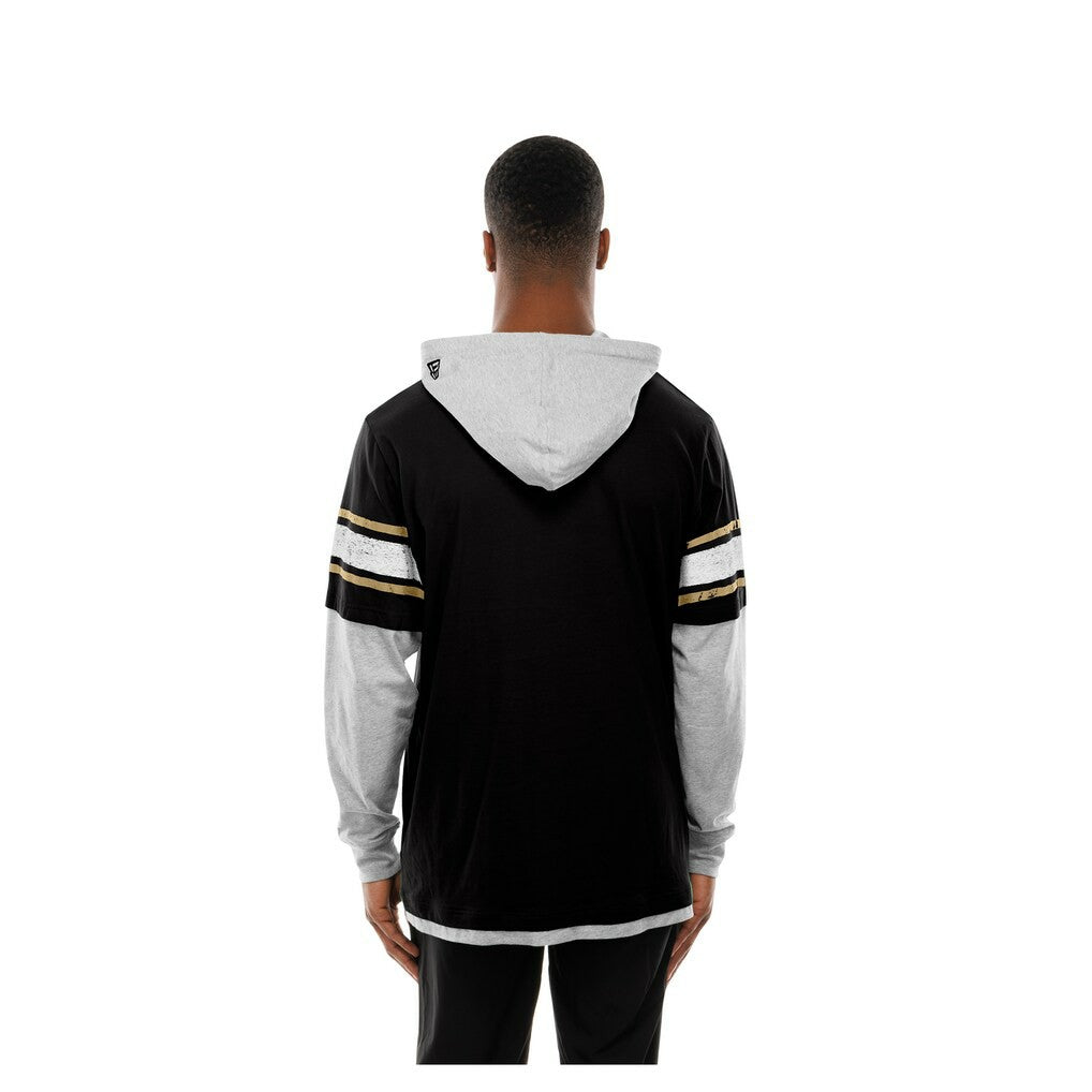 New Orleans Saints New Era Twofer Layered Long Sleeve Hoodie T-Shirt Black - NFL