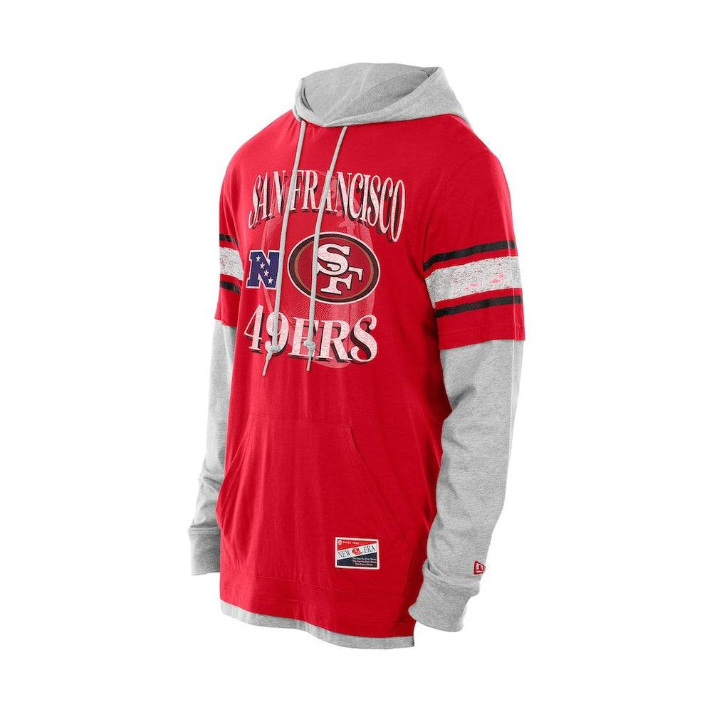 San Francisco 49ers New Era Twofer Layered Long Sleeve Hoodie T-Shirt Scarlet - NFL