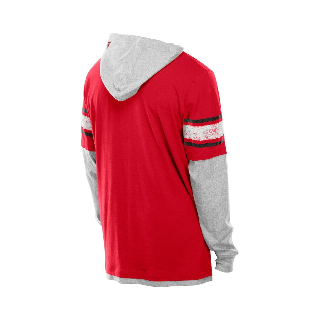 San Francisco 49ers New Era Twofer Layered Long Sleeve Hoodie T-Shirt Scarlet - NFL