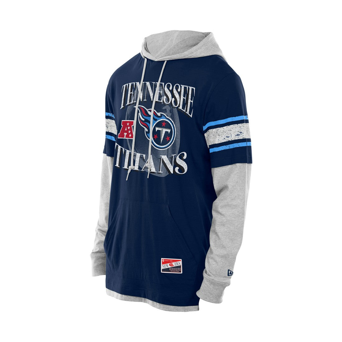 Tennessee Titans New Era Twofer Layered Long Sleeve Hoodie T-Shirt Navy - NFL