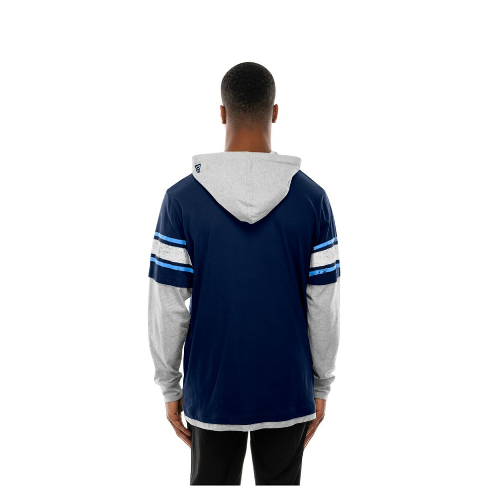 Tennessee Titans New Era Twofer Layered Long Sleeve Hoodie T-Shirt Navy - NFL