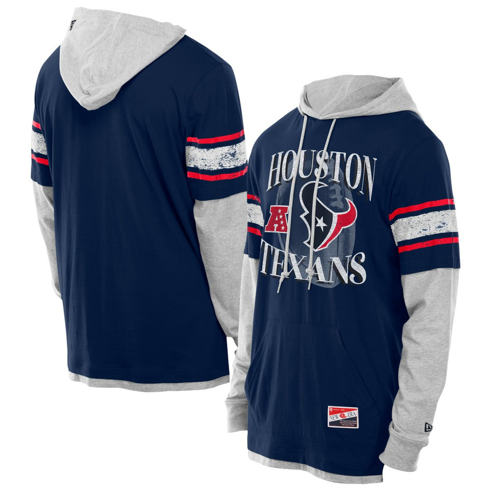 Houston Texans New Era Twofer Layered Long Sleeve Hoodie T-Shirt Navy - NFL