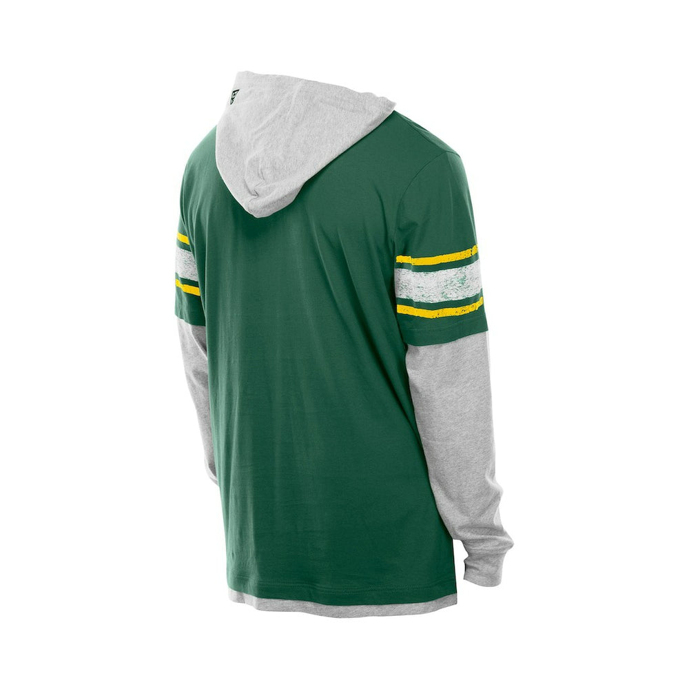 Green Bay Packers New Era Twofer Layered Long Sleeve Hoodie T-Shirt Green - NFL