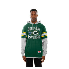 Green Bay Packers New Era Twofer Layered Long Sleeve Hoodie T-Shirt Green - NFL