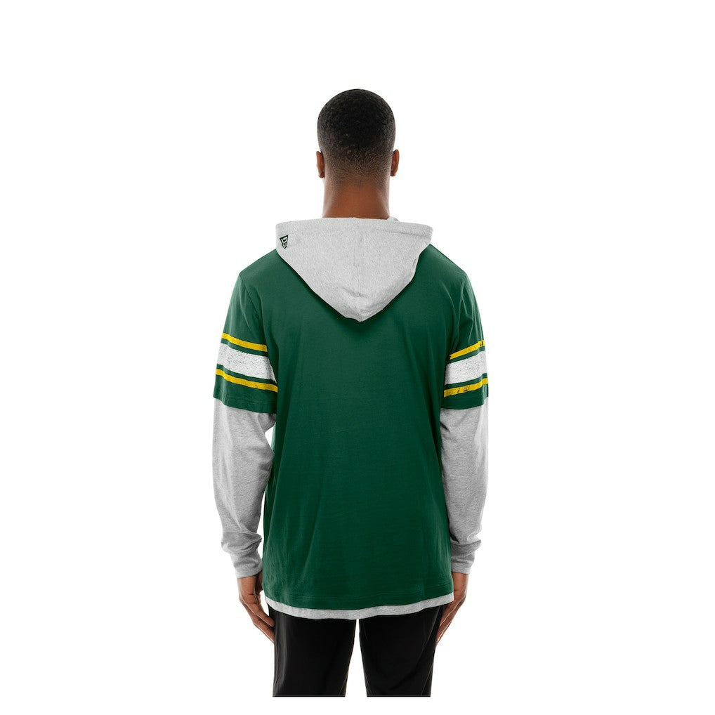 Green Bay Packers New Era Twofer Layered Long Sleeve Hoodie T-Shirt Green - NFL
