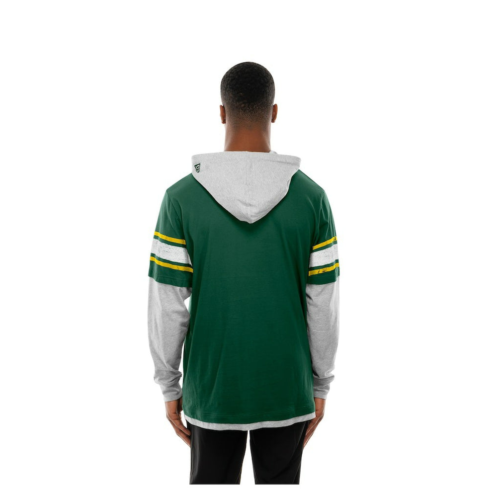 Green Bay Packers New Era Twofer Layered Long Sleeve Hoodie T-Shirt Green - NFL