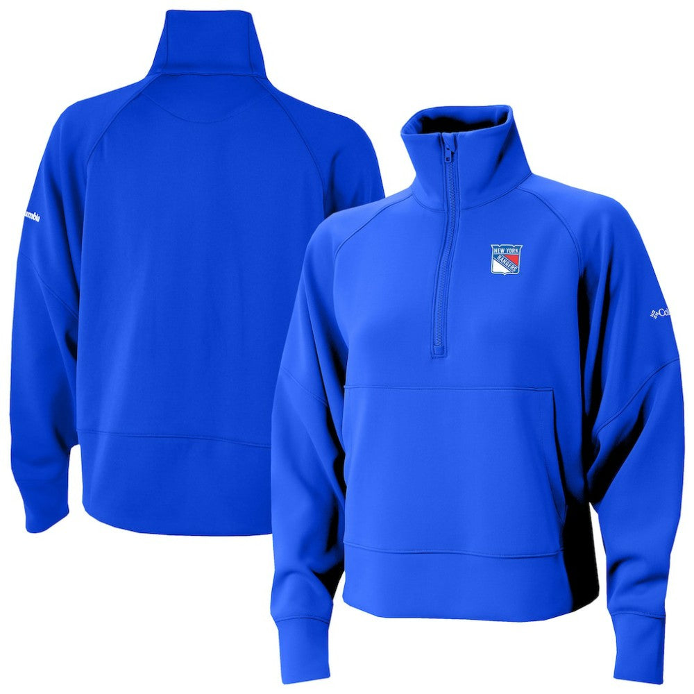 New York Rangers Columbia Women's Wickhams Hills Raglan Omni-Wick Half-Zip Pullover Blue