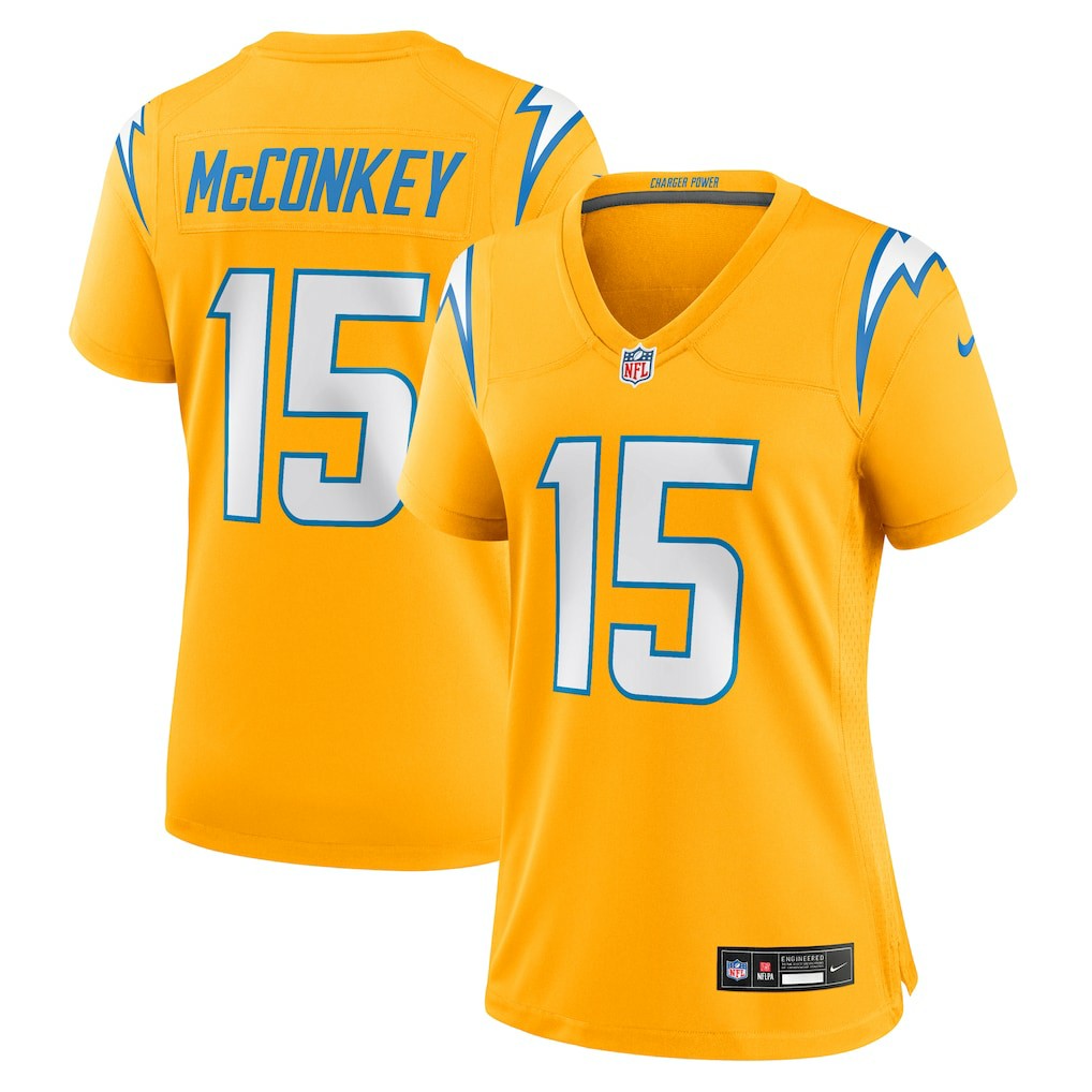 Ladd McConkey Los Angeles Chargers Women's Alternate Charger Power Game Jersey - Gold | NFL Jerseys