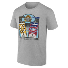 Boston Bruins vs. Montreal Canadiens Centennial Game Matchup T-Shirt Heather Gray
