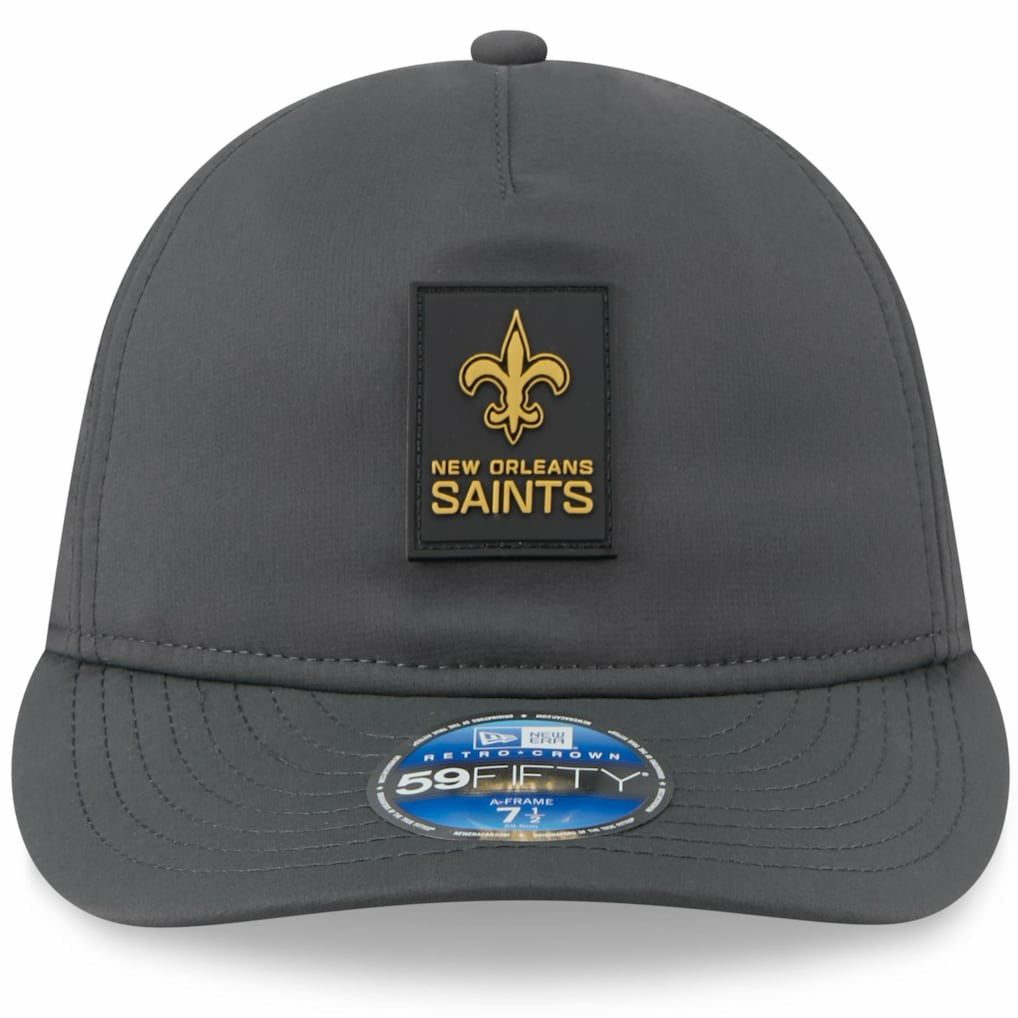 New Orleans Saints New Era 2025 Sideline Cold Weather Retro Crown 59FIFTY Fitted Hat Charcoal - NFL