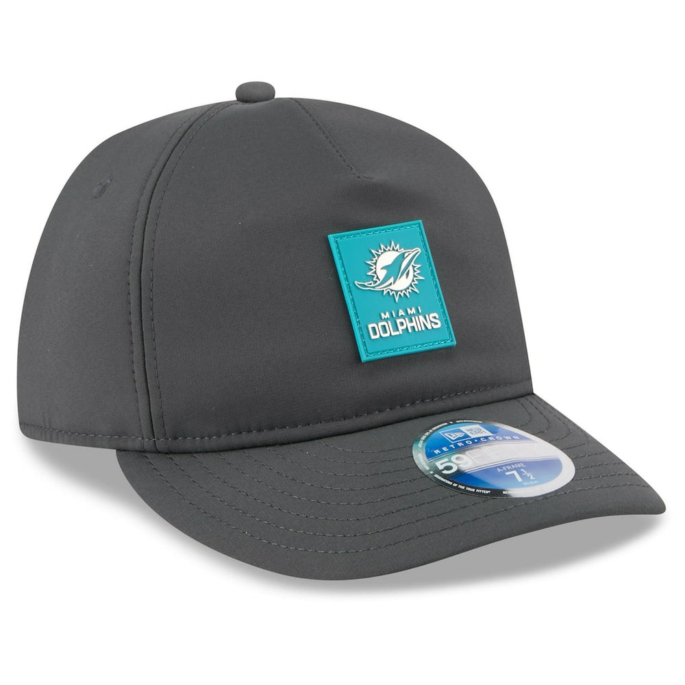 Miami Dolphins New Era 2025 Sideline Cold Weather Retro Crown 59FIFTY Fitted Hat Charcoal - NFL