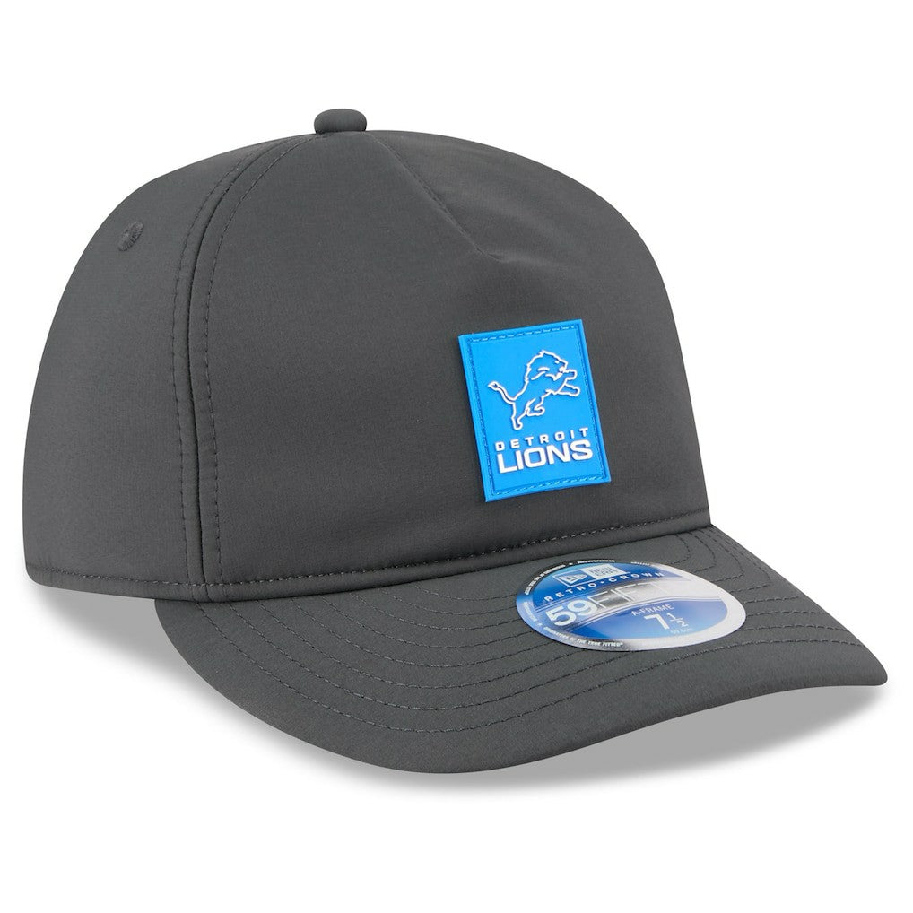 Detroit Lions New Era 2025 Sideline Cold Weather Retro Crown 59FIFTY Fitted Hat Charcoal - NFL
