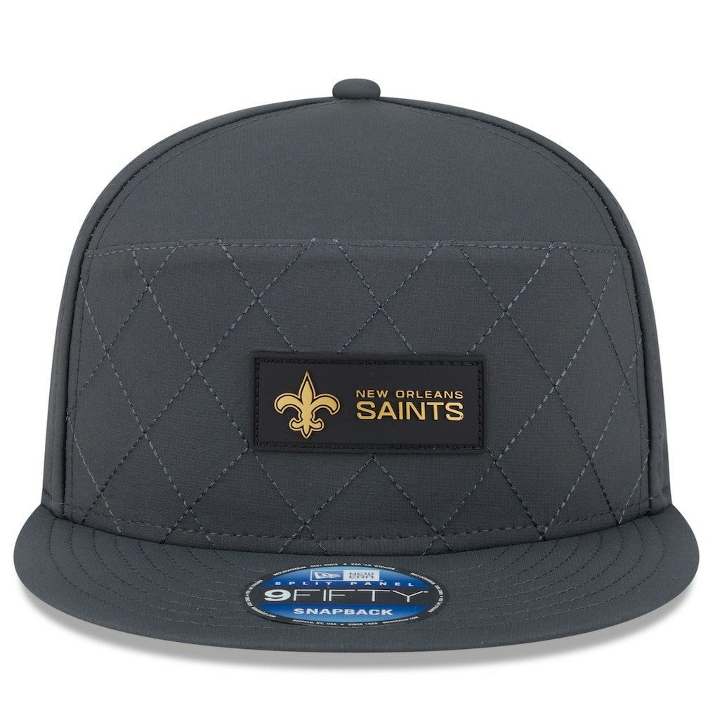 New Orleans Saints New Era 2025 Sideline Cold Weather Split Panel 9FIFTY Snapback Hat Charcoal - NFL