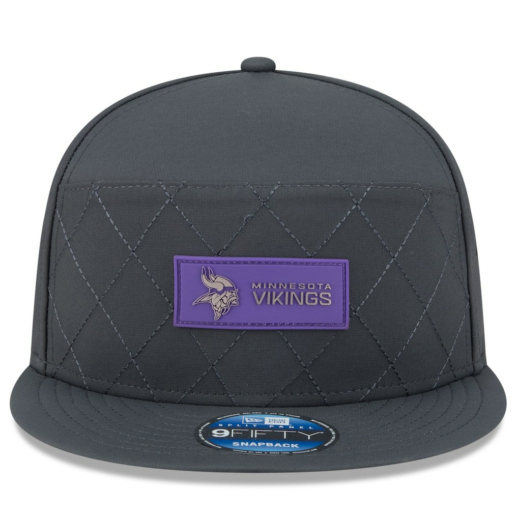 Minnesota Vikings New Era 2025 Sideline Cold Weather Split Panel 9FIFTY Snapback Hat Charcoal - NFL
