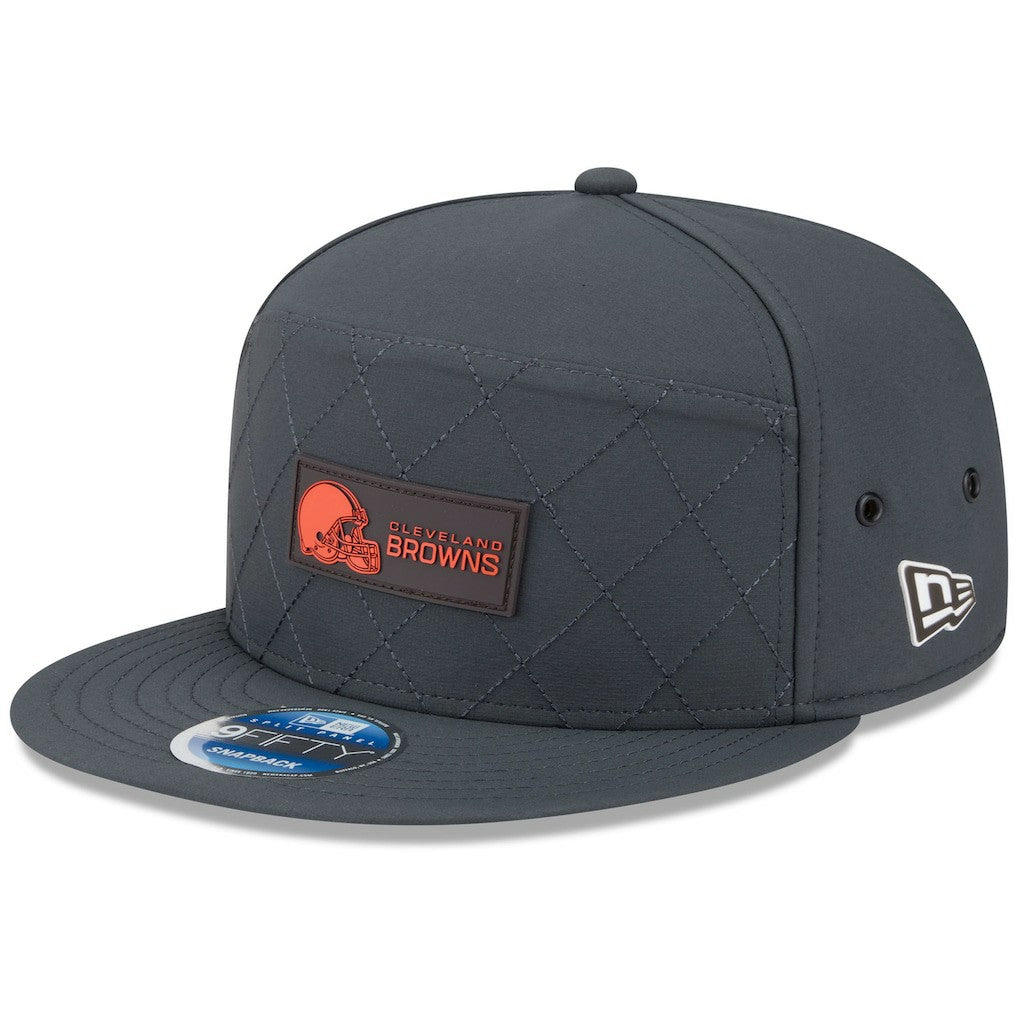 Cleveland Browns New Era 2025 Sideline Cold Weather Split Panel 9FIFTY Snapback Hat Charcoal - NFL