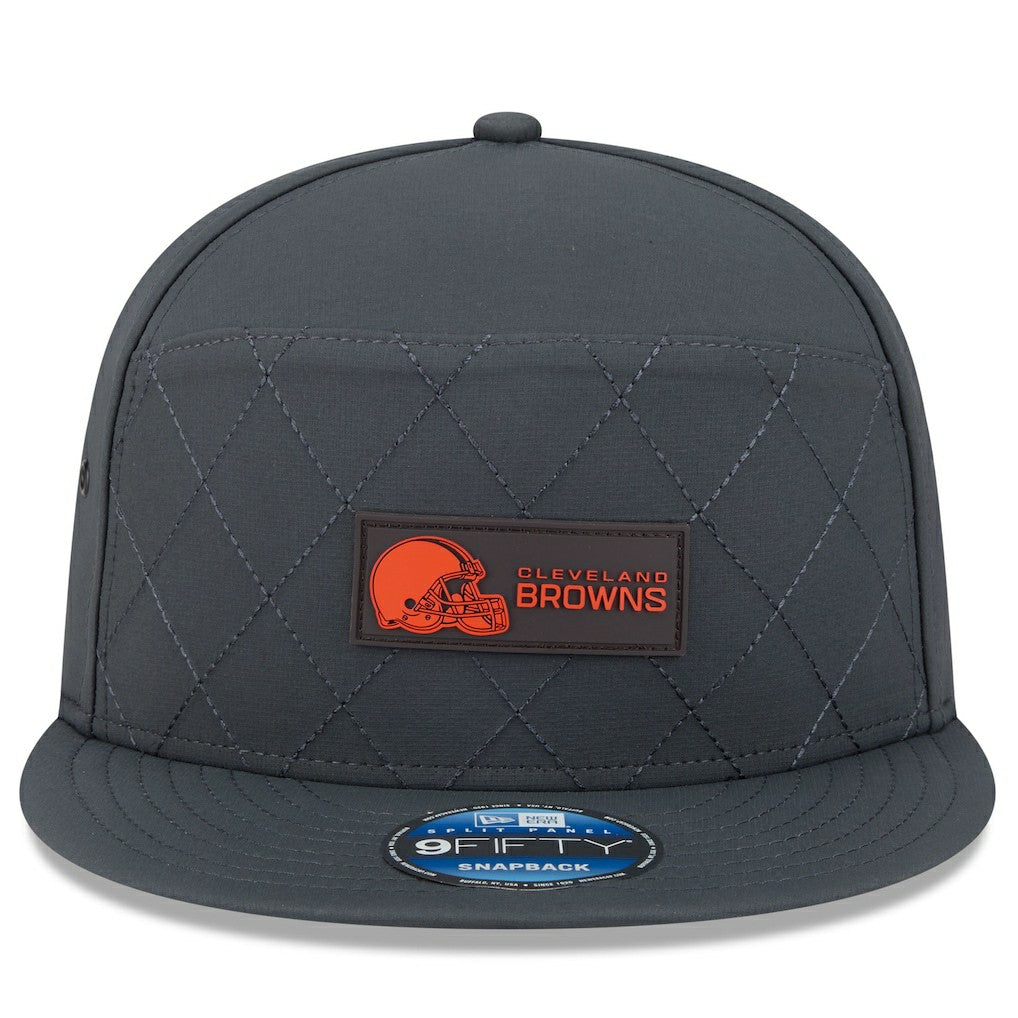 Cleveland Browns New Era 2025 Sideline Cold Weather Split Panel 9FIFTY Snapback Hat Charcoal - NFL