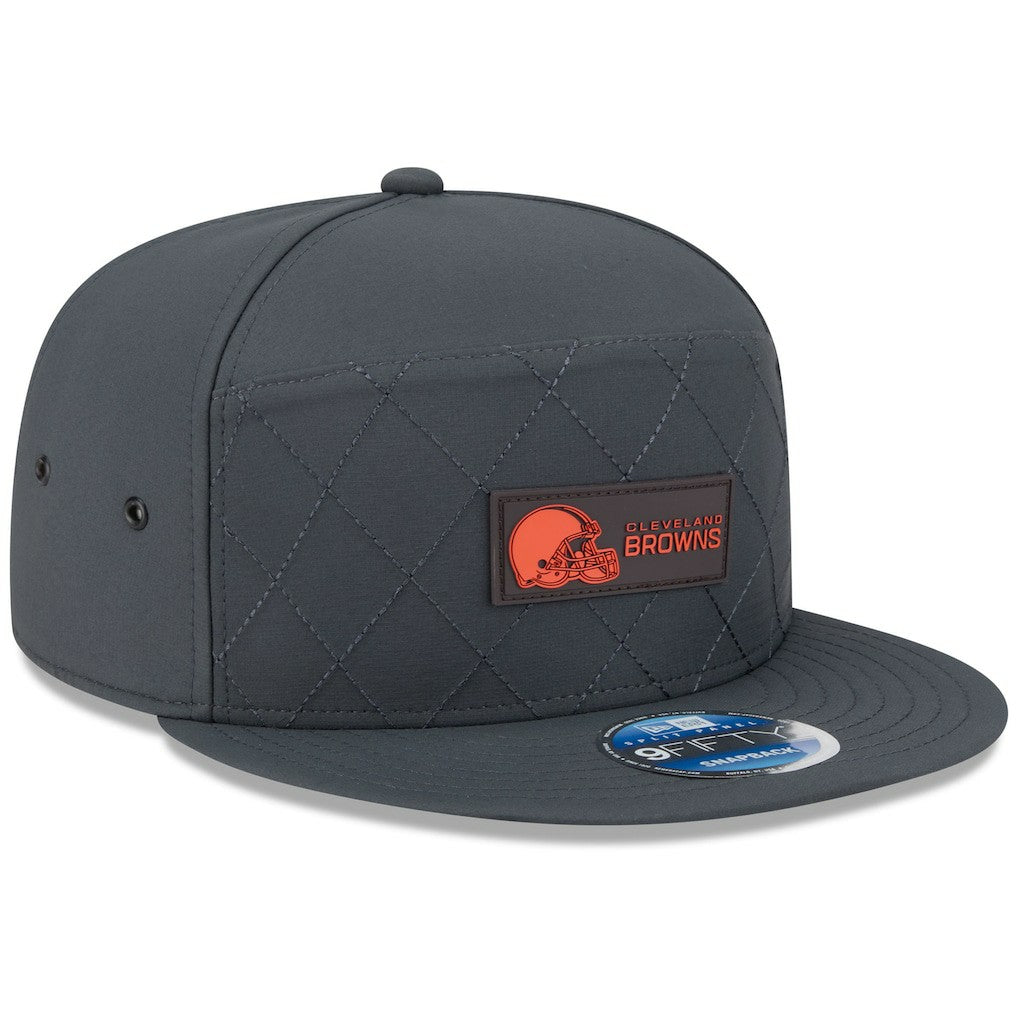 Cleveland Browns New Era 2025 Sideline Cold Weather Split Panel 9FIFTY Snapback Hat Charcoal - NFL