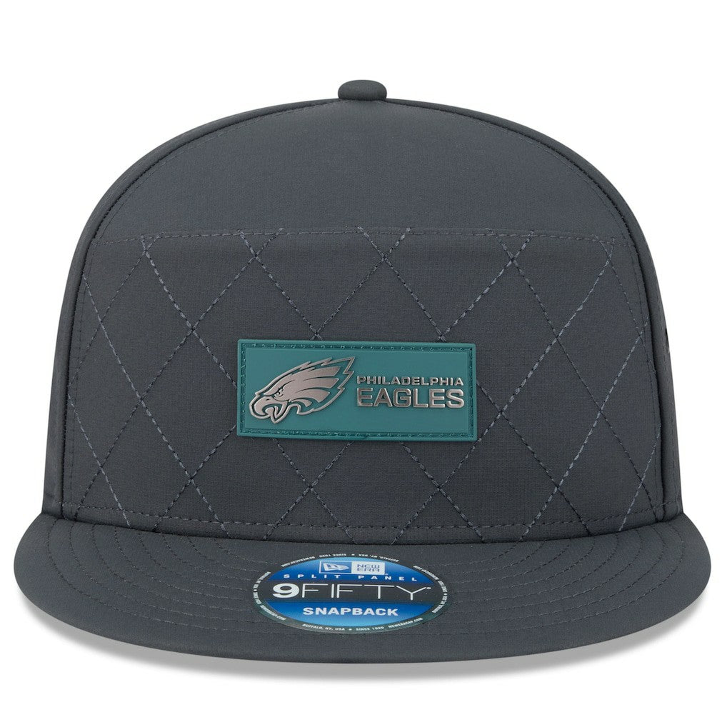 Philadelphia Eagles New Era 2025 Sideline Cold Weather Split Panel 9FIFTY Snapback Hat Charcoal - NFL