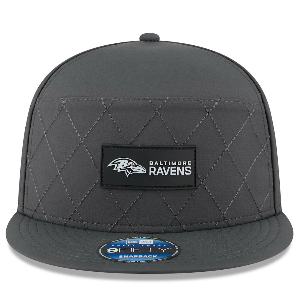 Baltimore Ravens New Era 2025 Sideline Cold Weather Split Panel 9FIFTY Snapback Hat Charcoal - NFL