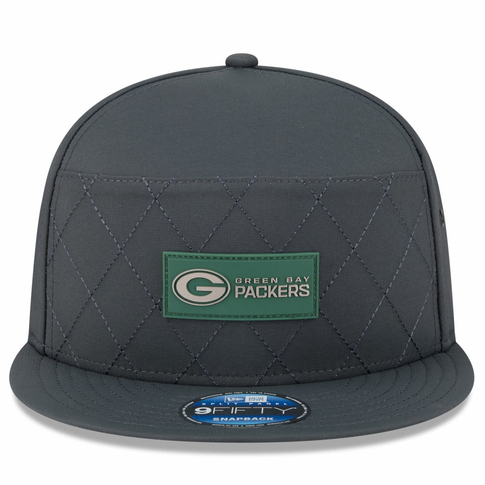 Green Bay Packers New Era 2025 Sideline Cold Weather Split Panel 9FIFTY Snapback Hat Charcoal - NFL