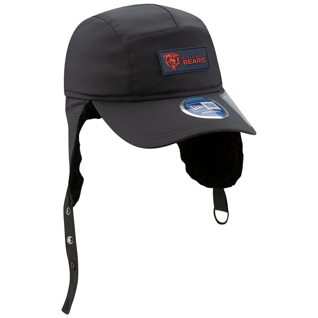 Chicago Bears New Era 2025 Sideline Cold Weather Runner Dog Ear Adjustable Hat Charcoal - NFL