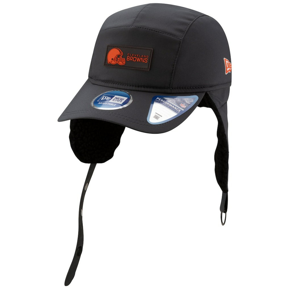 Cleveland Browns New Era 2025 Sideline Cold Weather Runner Dog Ear Adjustable Hat Charcoal - NFL