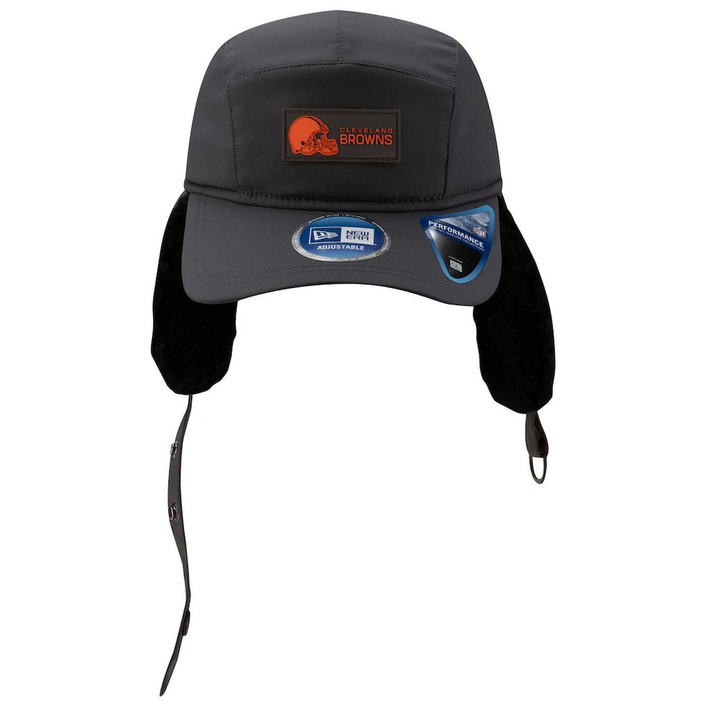 Cleveland Browns New Era 2025 Sideline Cold Weather Runner Dog Ear Adjustable Hat Charcoal - NFL