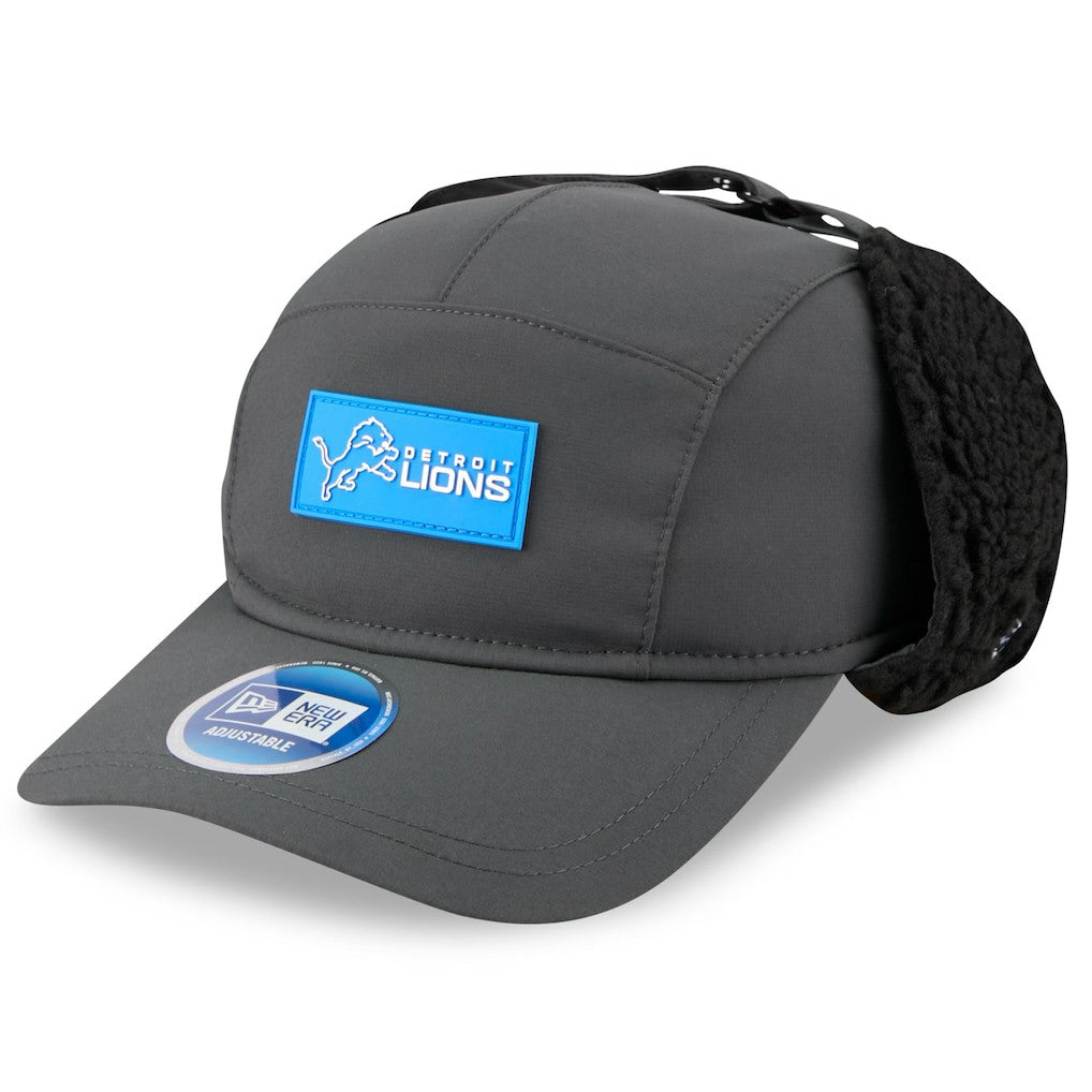 Detroit Lions New Era 2025 Sideline Cold Weather Runner Dog Ear Adjustable Hat Charcoal - NFL