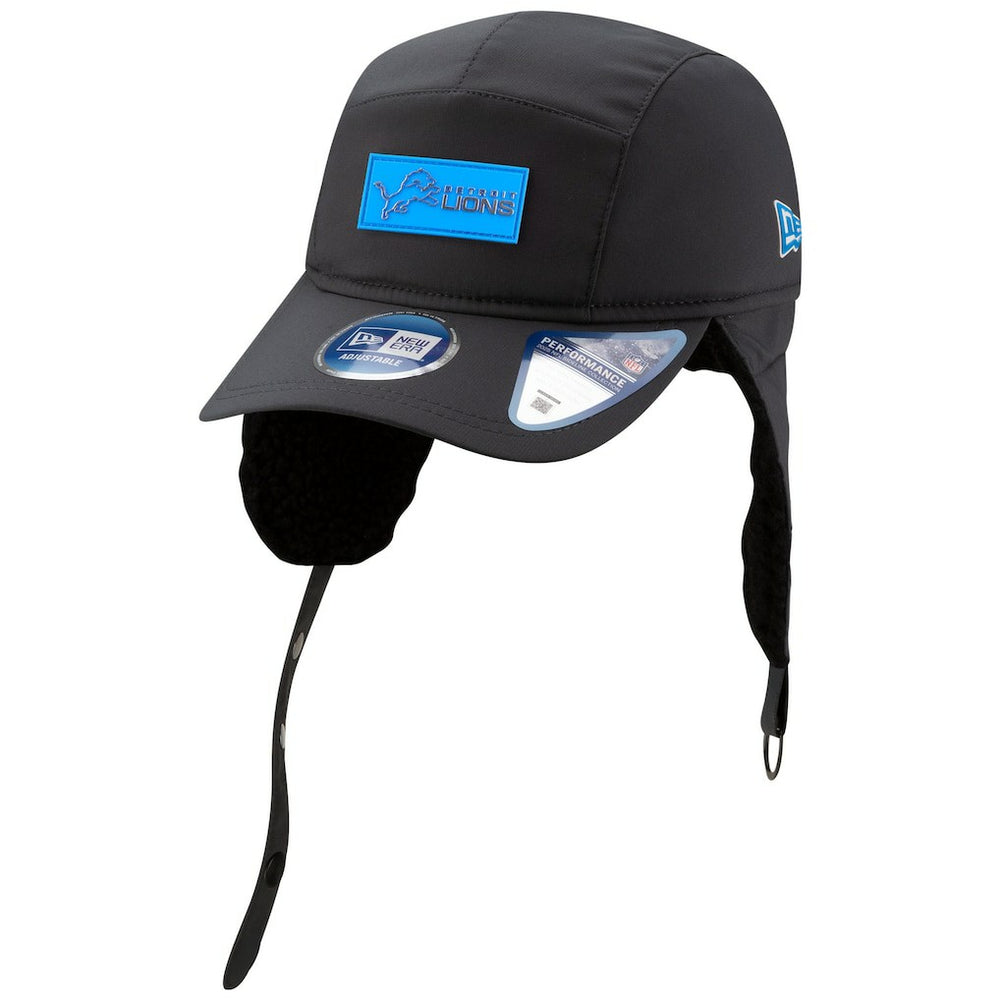 Detroit Lions New Era 2025 Sideline Cold Weather Runner Dog Ear Adjustable Hat Charcoal - NFL