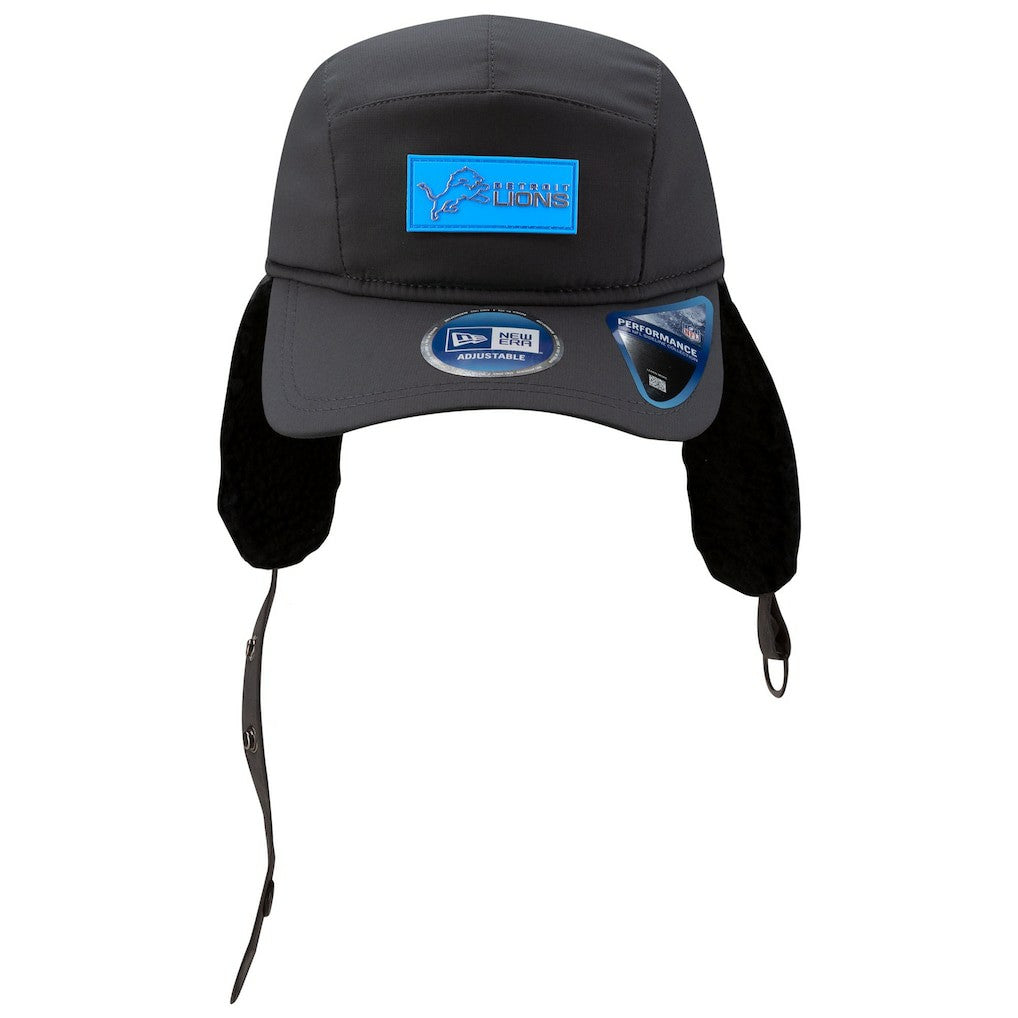 Detroit Lions New Era 2025 Sideline Cold Weather Runner Dog Ear Adjustable Hat Charcoal - NFL