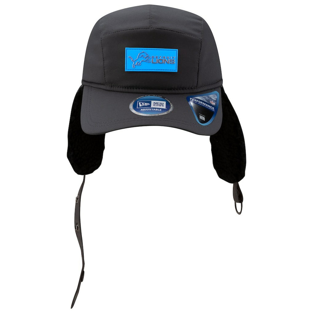 Detroit Lions New Era 2025 Sideline Cold Weather Runner Dog Ear Adjustable Hat Charcoal - NFL