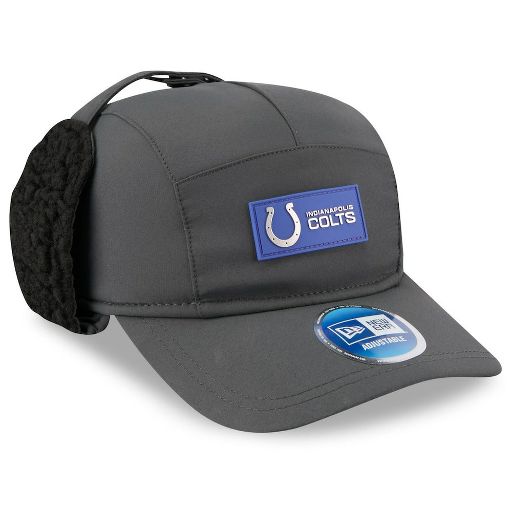 Indianapolis Colts New Era 2025 Sideline Cold Weather Runner Dog Ear Adjustable Hat Charcoal - NFL