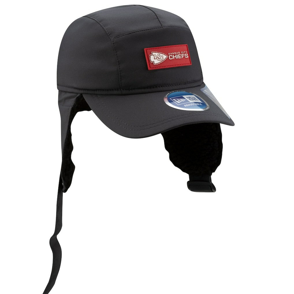 Kansas City Chiefs New Era 2025 Sideline Cold Weather Runner Dog Ear Adjustable Hat Charcoal - NFL