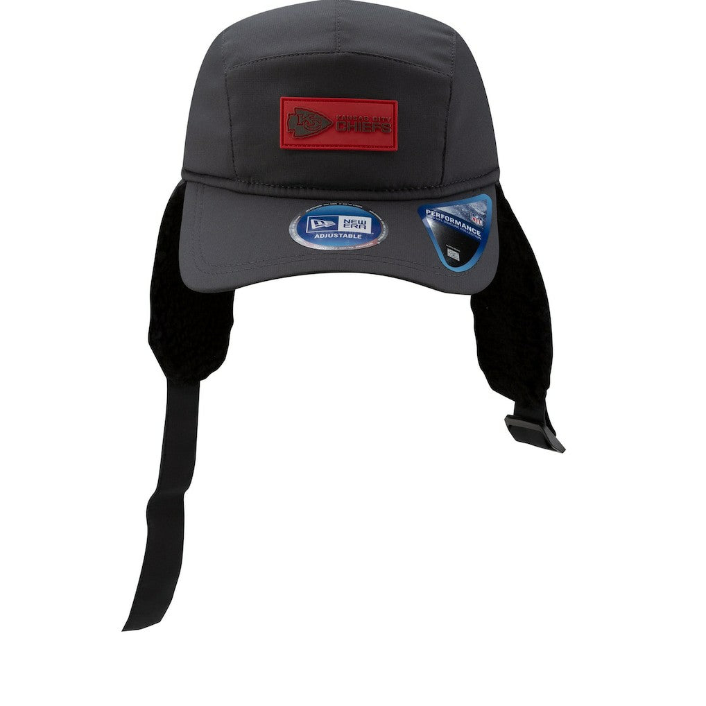 Kansas City Chiefs New Era 2025 Sideline Cold Weather Runner Dog Ear Adjustable Hat Charcoal - NFL
