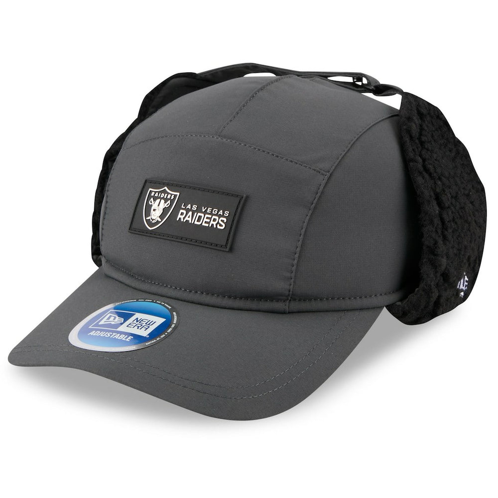 Las Vegas Raiders New Era 2025 Sideline Cold Weather Runner Dog Ear Adjustable Hat Charcoal - NFL
