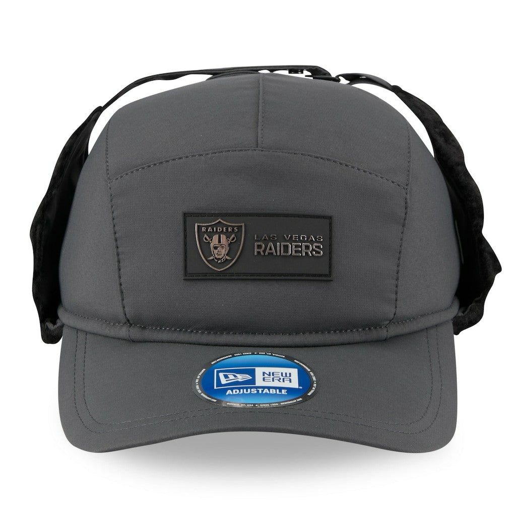Las Vegas Raiders New Era 2025 Sideline Cold Weather Runner Dog Ear Adjustable Hat Charcoal - NFL