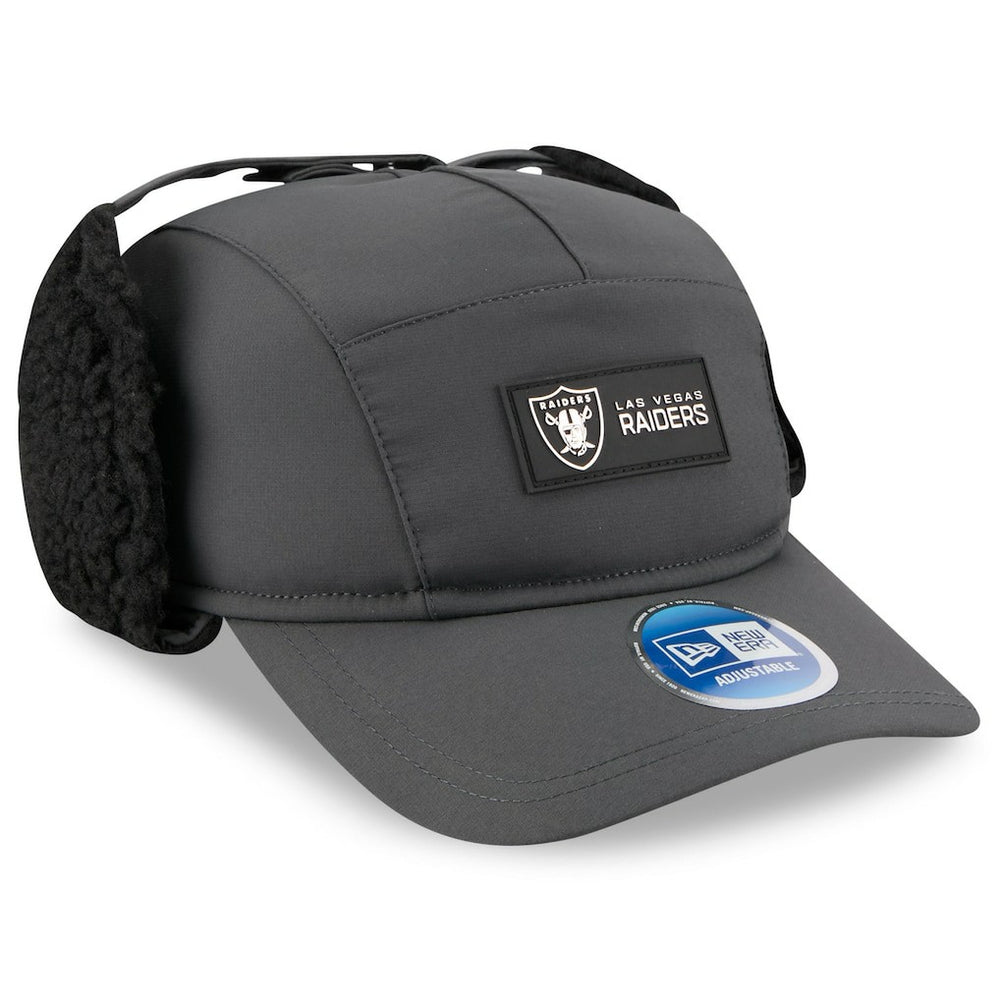 Las Vegas Raiders New Era 2025 Sideline Cold Weather Runner Dog Ear Adjustable Hat Charcoal - NFL